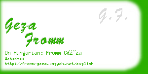 geza fromm business card